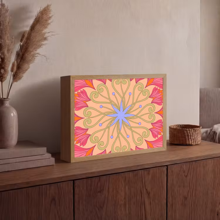 Lightbox - Wandlamp - Bloemen - Patroon - Abstract - Roze - Decoratief — 4