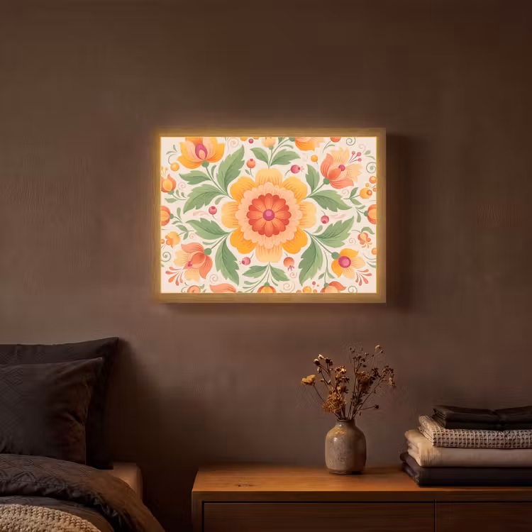 Lightbox - Wandlamp - Bloemen - Patroon - Decoratief - Oranje — 3