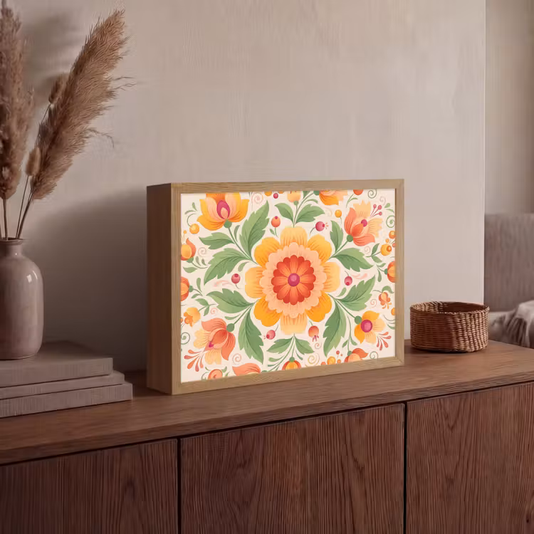 Lightbox - Wandlamp - Bloemen - Patroon - Decoratief - Oranje — 4