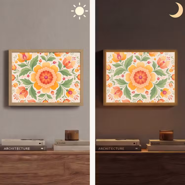 Lightbox - Wandlamp - Bloemen - Patroon - Decoratief - Oranje — 6