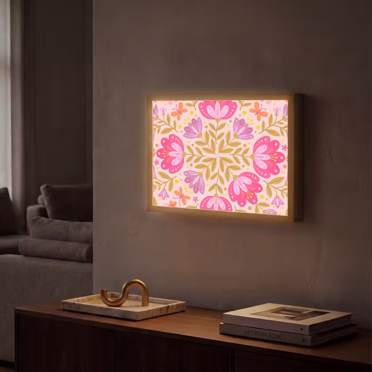 Lightbox - Wandlamp - Bloemen - Patroon - Natuur - Abstract - Roze — 2