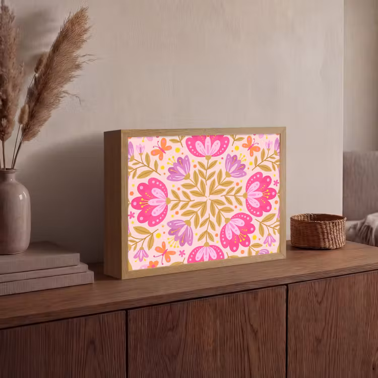 Lightbox - Wandlamp - Bloemen - Patroon - Natuur - Abstract - Roze — 4