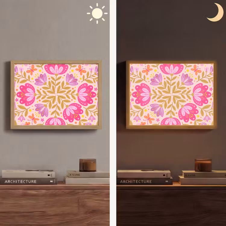 Lightbox - Wandlamp - Bloemen - Patroon - Natuur - Abstract - Roze — 6