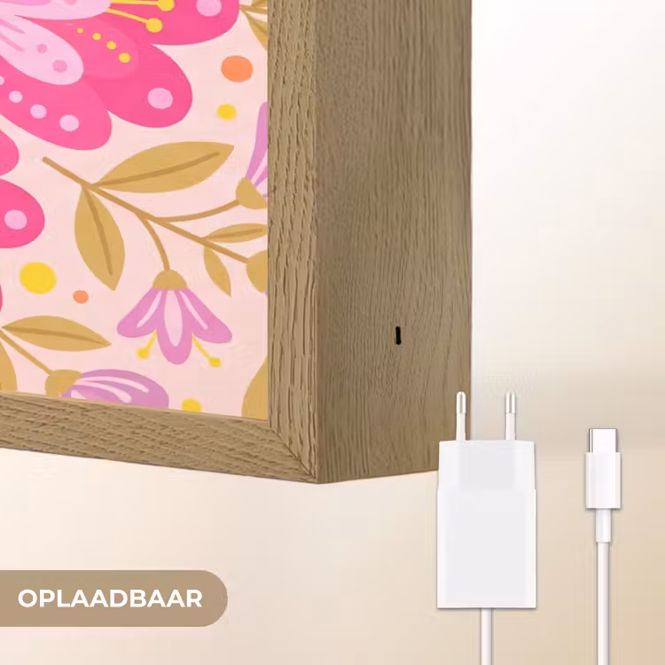 Lightbox - Wandlamp - Bloemen - Patroon - Natuur - Abstract - Roze — 7