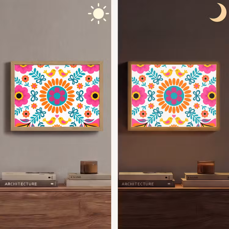 Lightbox - Wandlamp - Bloemen - Vogel - Patroon - Kleurrijk - Modern — 6