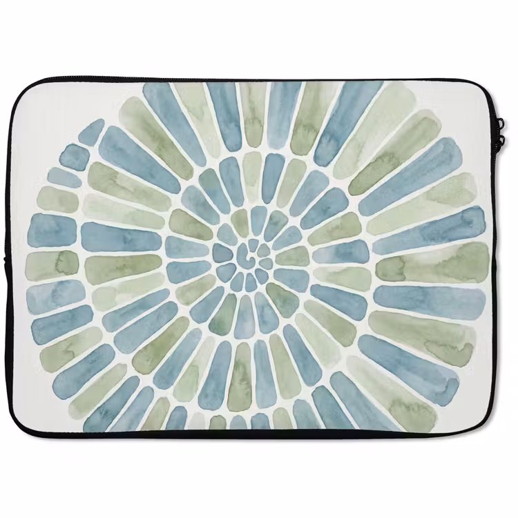 Laptophoes - Abstract - Spiraal - Patroon - Modern - Blauw-Groen — 1