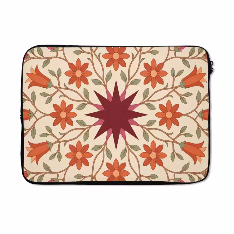 Laptophoes - Bloemen - Mandala - Decoratief - Rood — 5