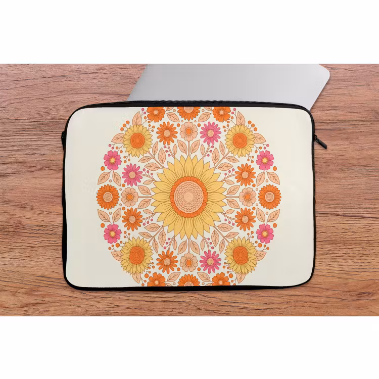 Laptophoes - Bloemen - Mandala - Patroon - Kleurrijk — 2