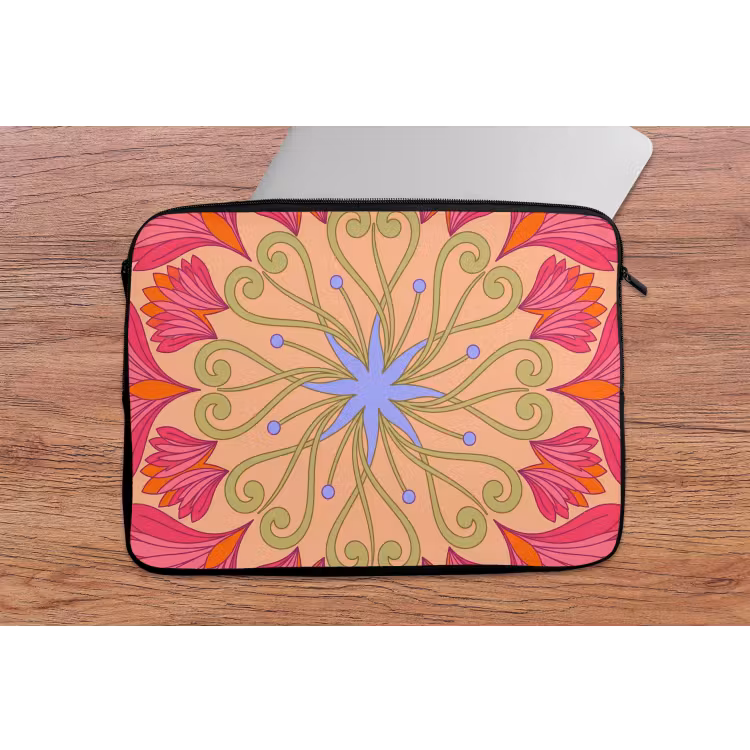 Laptophoes - Bloemen - Patroon - Abstract - Roze - Decoratief — 2