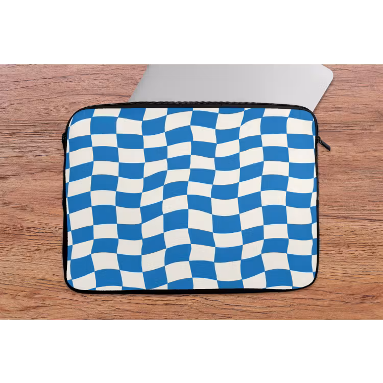 Laptophoes - Golvend - Patroon - Blauw — 2