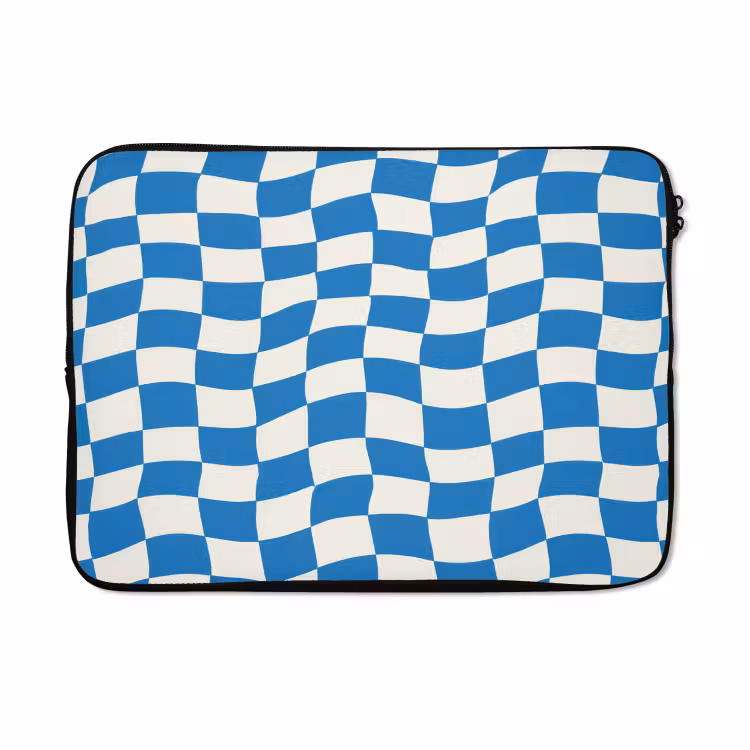 Laptophoes - Golvend - Patroon - Blauw — 5