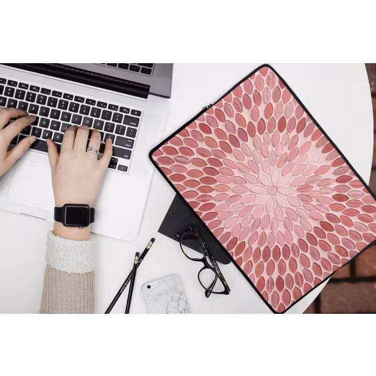 Laptophoes - Patroon - Mozaïek - Ovaal - Abstract - Roze — 3