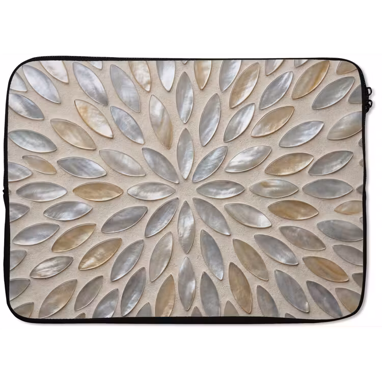 Laptophoes - Patroon - Ovaal - Glanzend - Abstract - Beige — 1