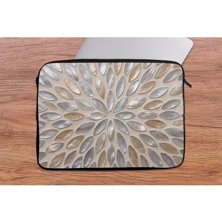 Laptophoes - Patroon - Ovaal - Glanzend - Abstract - Beige — 2