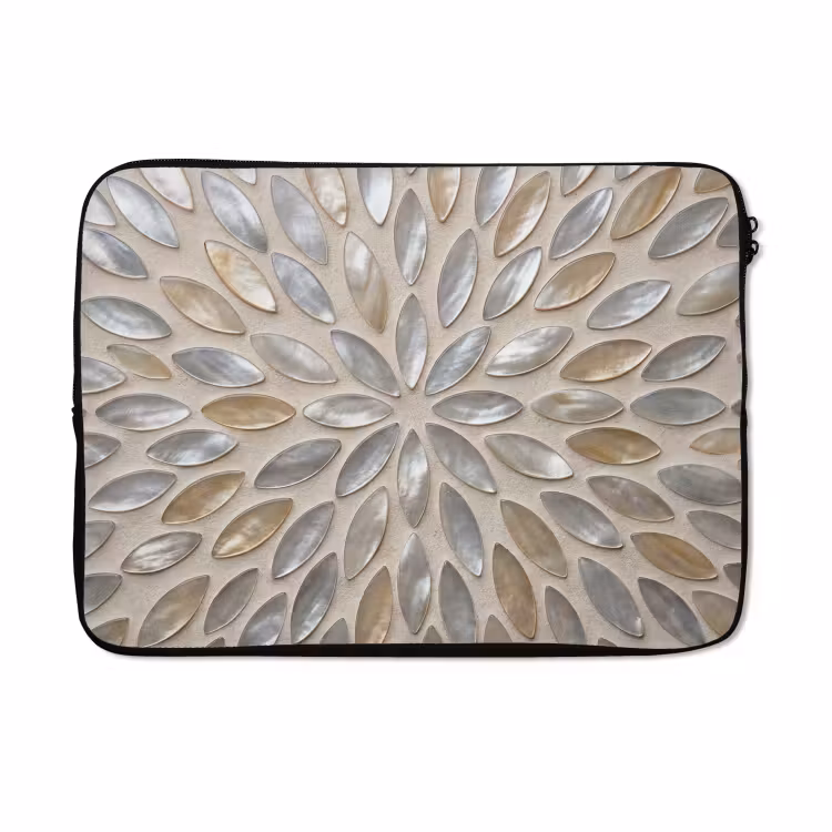 Laptophoes - Patroon - Ovaal - Glanzend - Abstract - Beige — 5