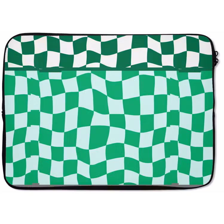 Laptophoes - Schaakbord - Golvend - Groen — 1