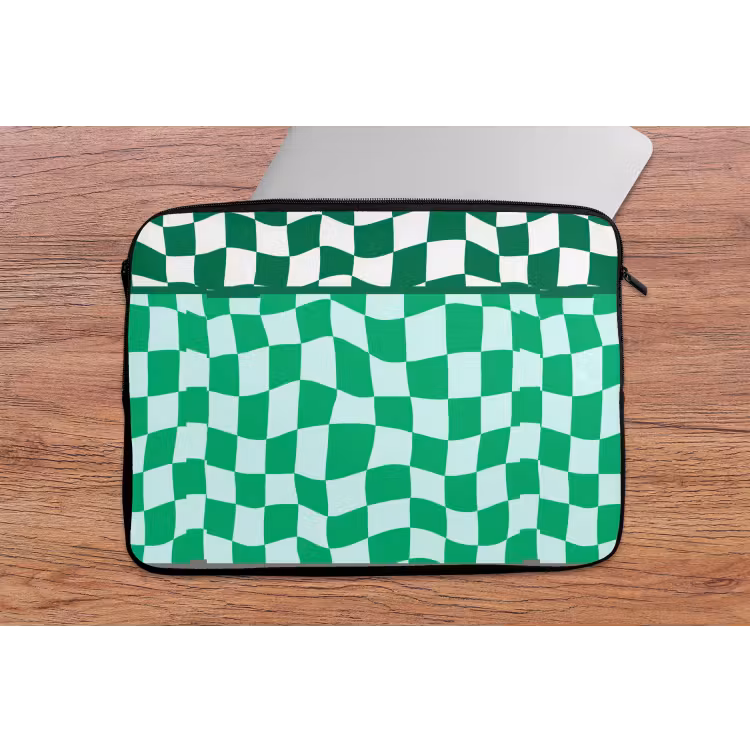 Laptophoes - Schaakbord - Golvend - Groen — 2
