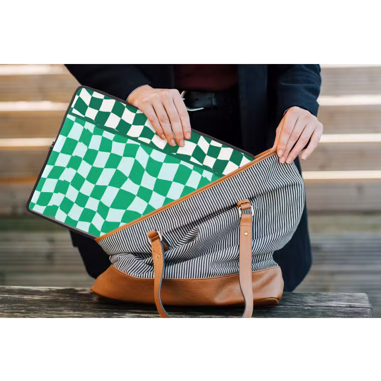 Laptophoes - Schaakbord - Golvend - Groen — 4