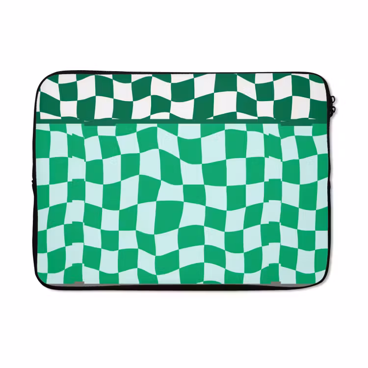 Laptophoes - Schaakbord - Golvend - Groen — 5