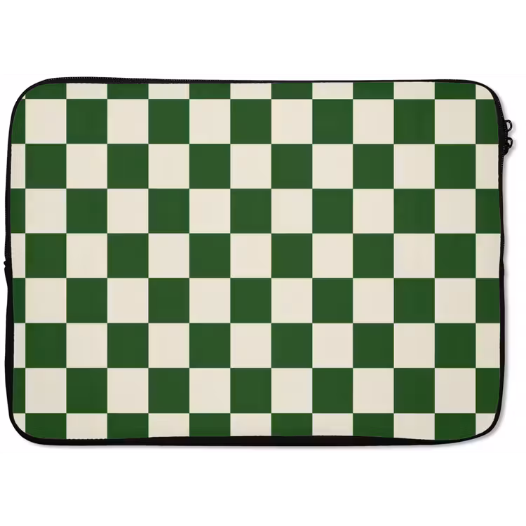 Laptophoes - Schaakbord - Patroon - Groen — 1