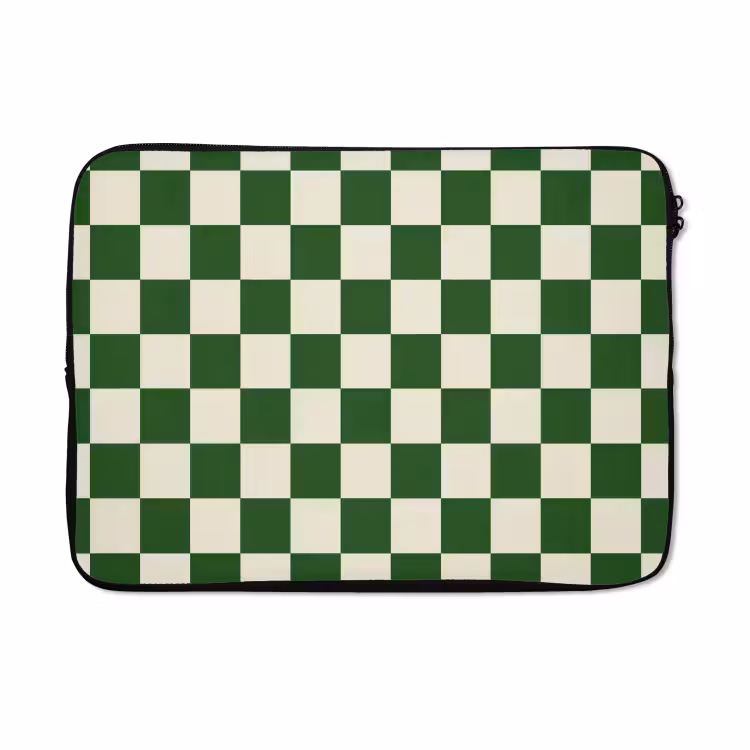 Laptophoes - Schaakbord - Patroon - Groen — 5