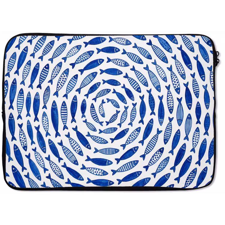 Laptophoes - Vis - Patroon - Onderwater - Abstract - Blauw — 1