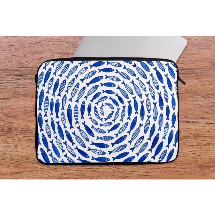 Laptophoes - Vis - Patroon - Onderwater - Abstract - Blauw — 2