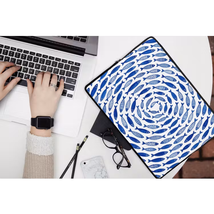 Laptophoes - Vis - Patroon - Onderwater - Abstract - Blauw — 3