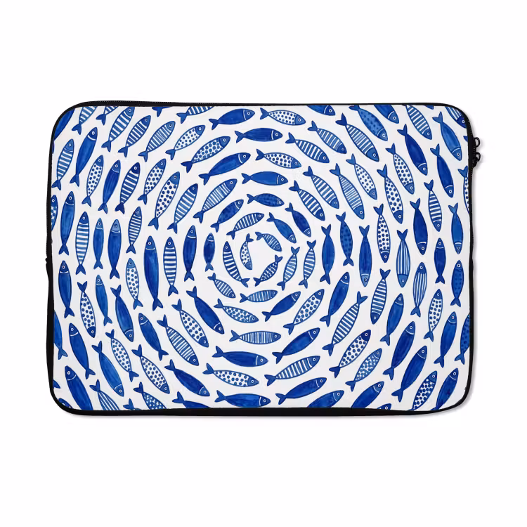 Laptophoes - Vis - Patroon - Onderwater - Abstract - Blauw — 5