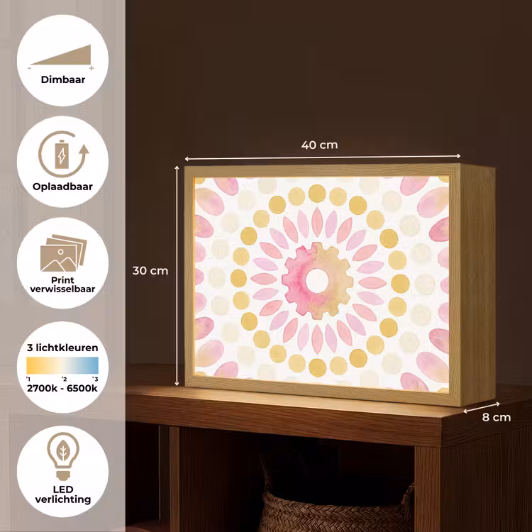 Lightbox - Wandlamp - Abstract - Mandala - Kunst - Modern - Roze — 10
