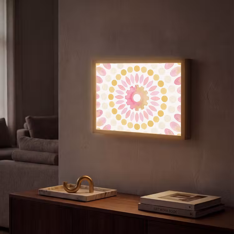 Lightbox - Wandlamp - Abstract - Mandala - Kunst - Modern - Roze — 2