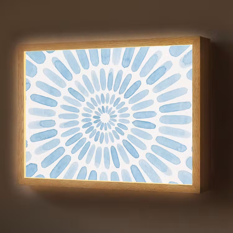 Lightbox - Wandlamp - Abstract - Vormen - Kunst - Aquarel - Blauw — 1