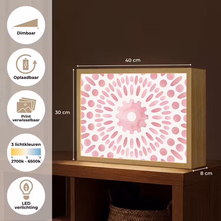 Lightbox - Wandlamp - Abstract - Vormen - Patroon - Aquarel - Roze — 10