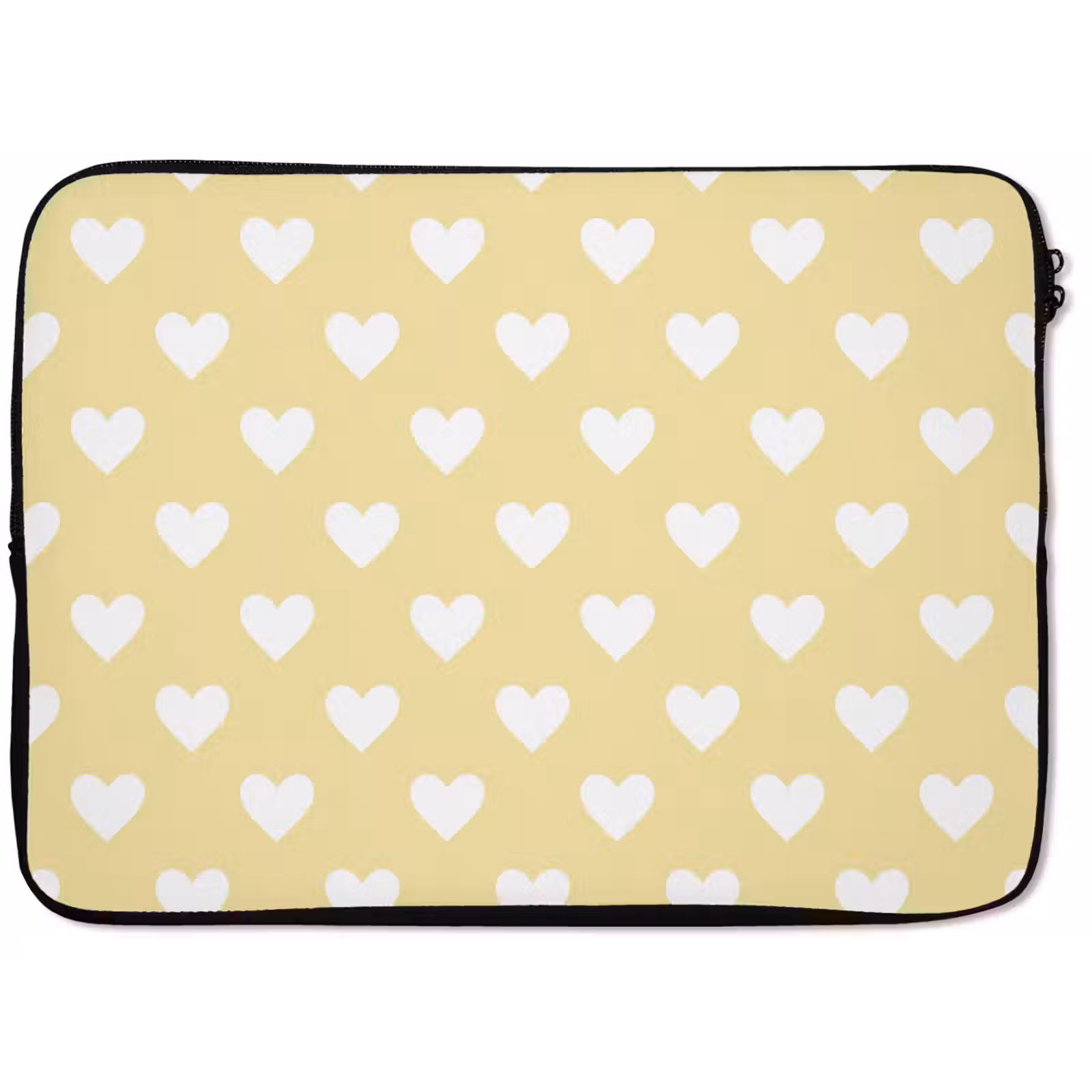 Laptophoes - Hartjes - Patroon - Geel — 1