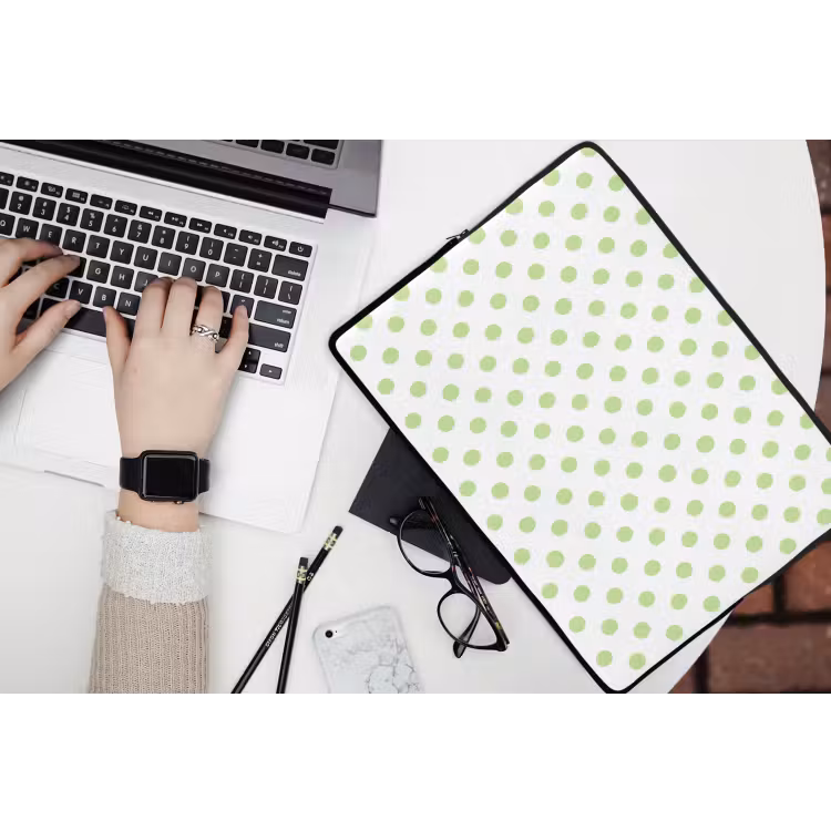 Laptophoes - Dots - Klassiek - Groen — 3