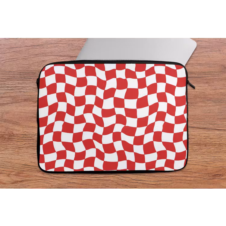 Laptophoes - Golvend - Patroon - Rood — 2