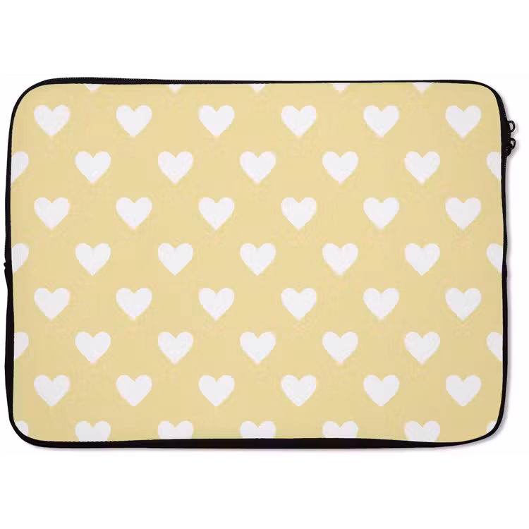 Laptophoes - Hartjes - Patroon - Geel — 1