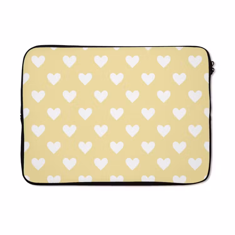 Laptophoes - Hartjes - Patroon - Geel — 5
