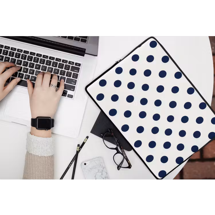 Laptophoes - Klassiek - Stippen - Blauw — 3