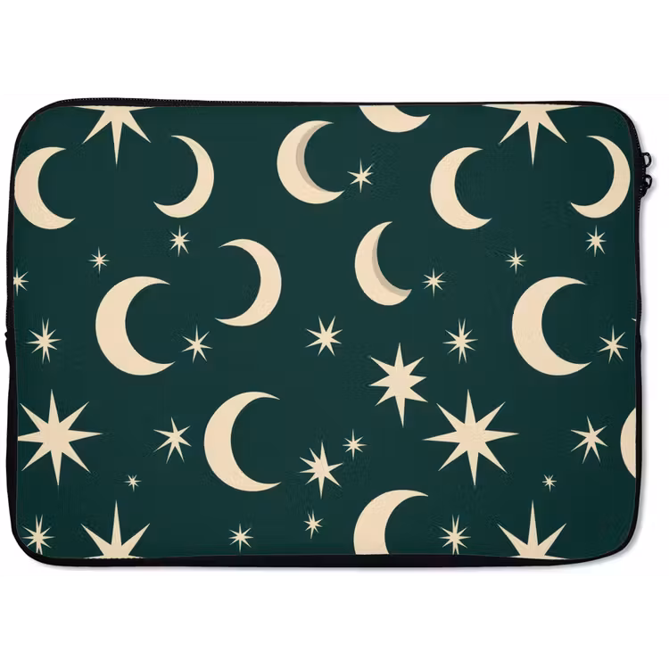 Laptophoes - Manen - Sterren - Groen — 1