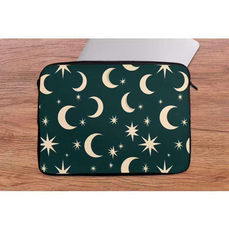 Laptophoes - Manen - Sterren - Groen — 2