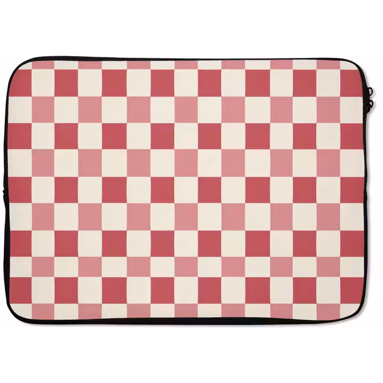 Laptophoes - Patroon - Schaak - Roze — 1