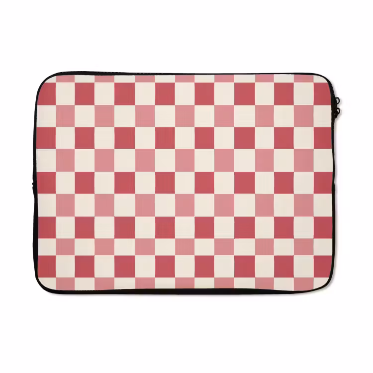 Laptophoes - Patroon - Schaak - Roze — 5