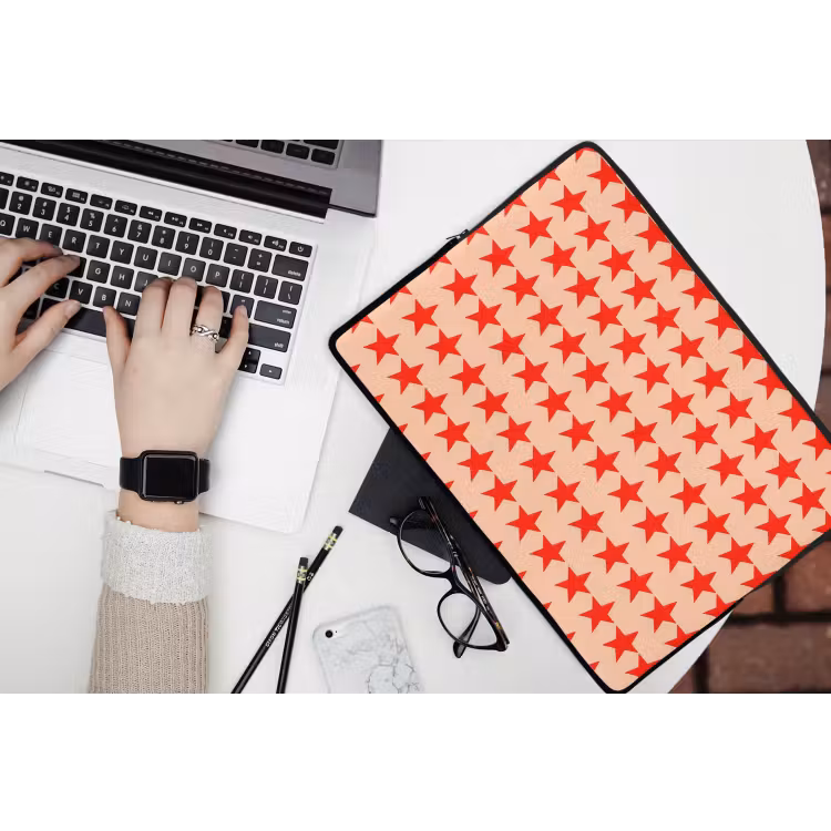 Laptophoes - Patroon - Sterren - Rood — 3