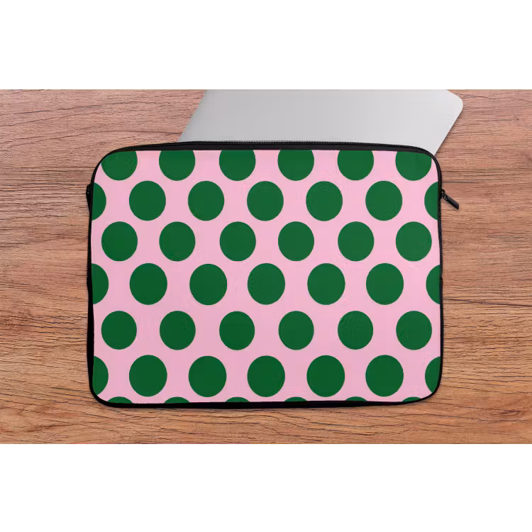 Laptophoes - Polkadots - Patroon - Groen — 2