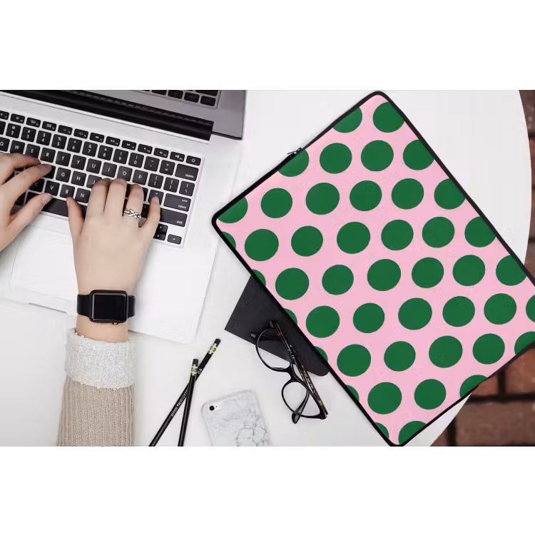Laptophoes - Polkadots - Patroon - Groen — 3