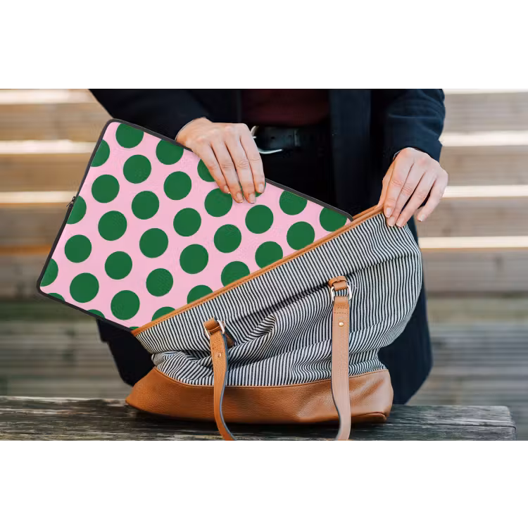Laptophoes - Polkadots - Patroon - Groen — 4