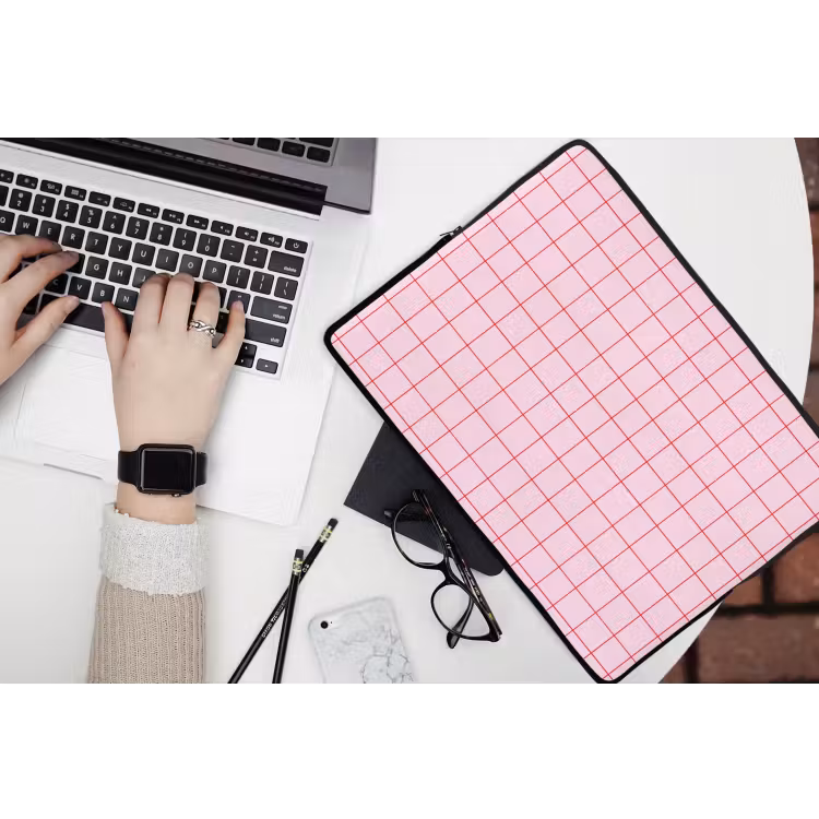 Laptophoes - Raster - Patroon - Roze — 3