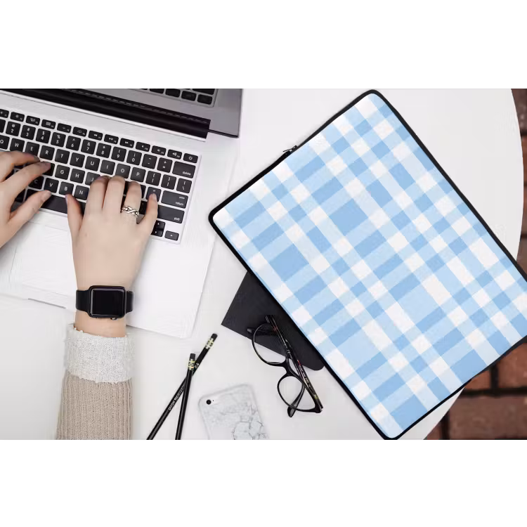 Laptophoes - Ruit - Patroon - Blauw — 3