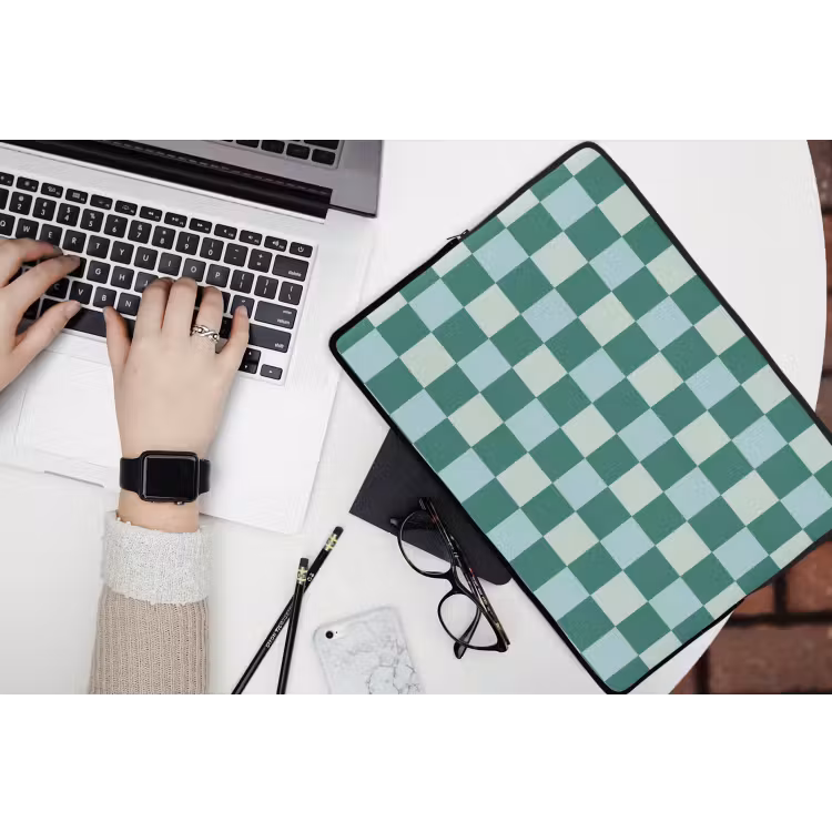 Laptophoes - Schaak - Klassiek - Groen — 3